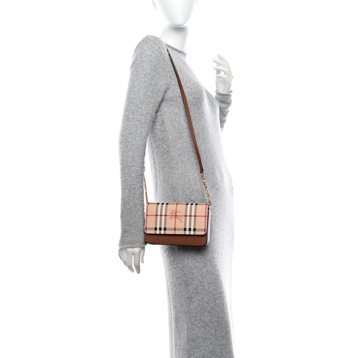 Calfskin Haymarket Check Hayes Crossbody Bright Toffee