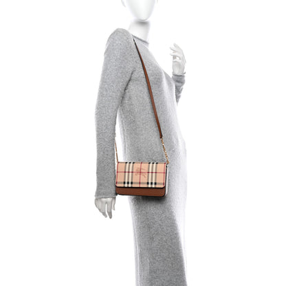 Burberry Calfskin Haymarket Check Hayes Crossbody Bright Toffee 2 of 9