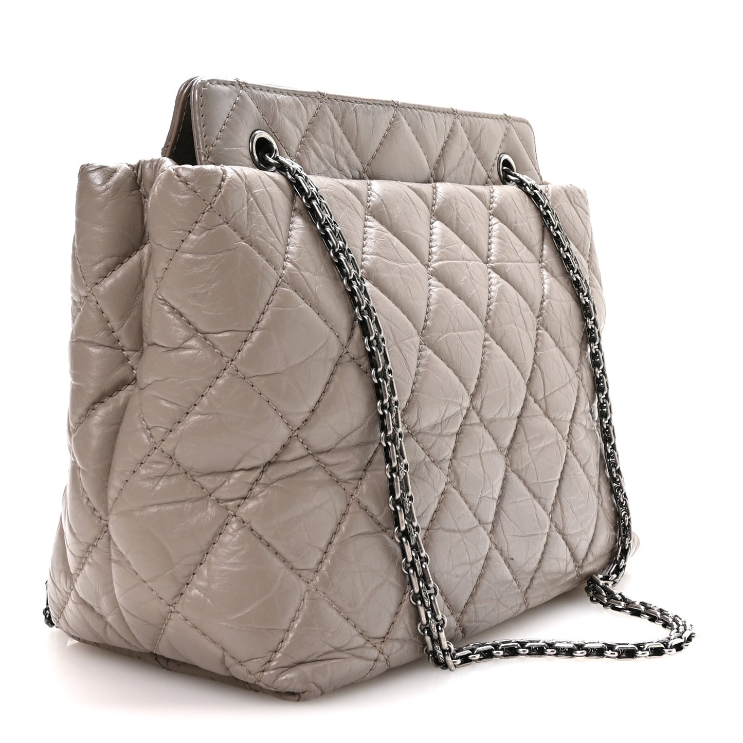 Aged Calfskin Quilted Reissue 2.55 Tote Light Grey