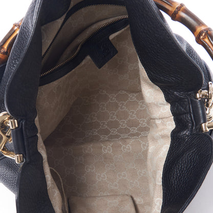 Gucci Pebbled Calfskin Medium Diana Bamboo Shoulder Bag Black 7 of 9