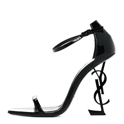 Saint Laurent Patent Calfskin Opyum 110 Sandals 39.5 Black 1 of 9