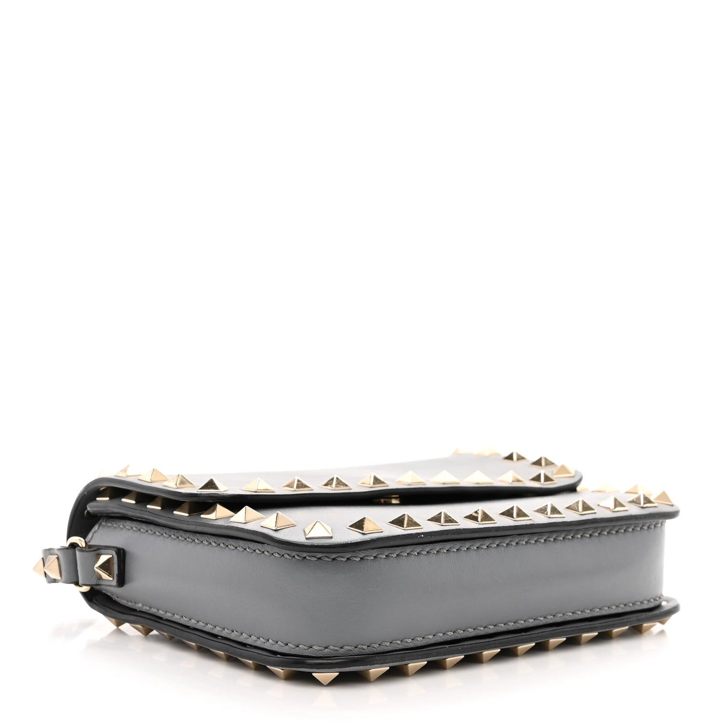 Vitello Rockstud Flap Crossbody Bag Stone