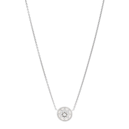 Christian Dior 18K White Gold Diamond Mother of Pearl Rose Des Vents Necklace 1 of 6