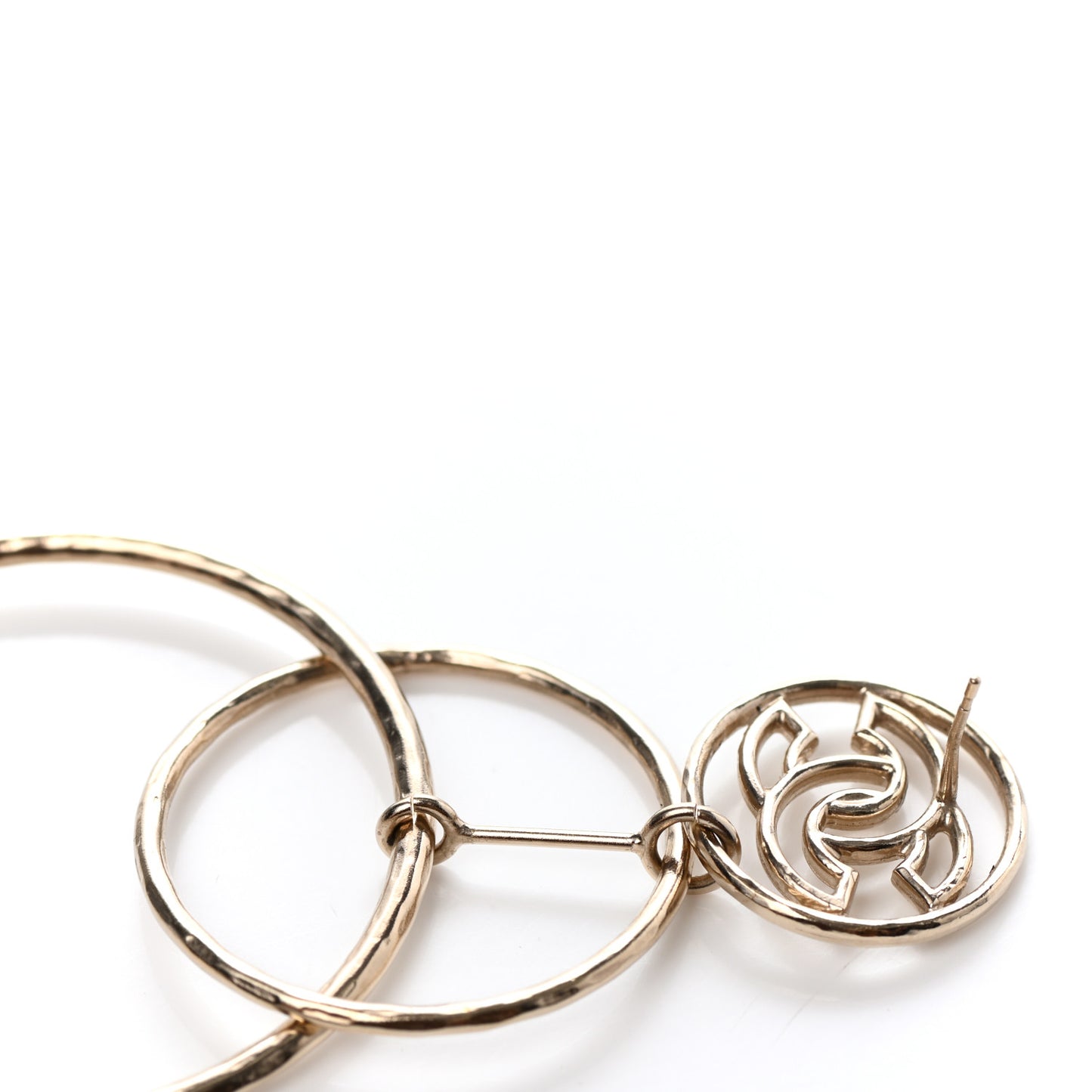 CC Dangle Double Circle Earrings Silver