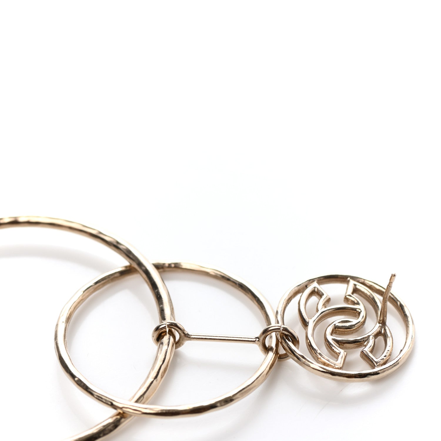 Chanel CC Dangle Double Circle Earrings Silver 4 of 4