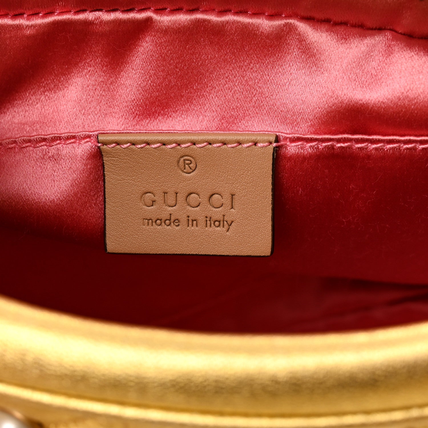 Gucci Metallic Calfskin Matelasse Studded Small Pearly GG Marmont Chain Shoulder Bag Gold 6 of 11