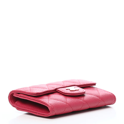 Chanel Caviar Quilted Flap Card Holder Wallet Dark Pink 4 of 9