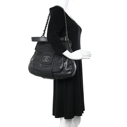 Chanel Glazed Caviar Coco Rider Flap Hobo Dark Grey 2 of 10