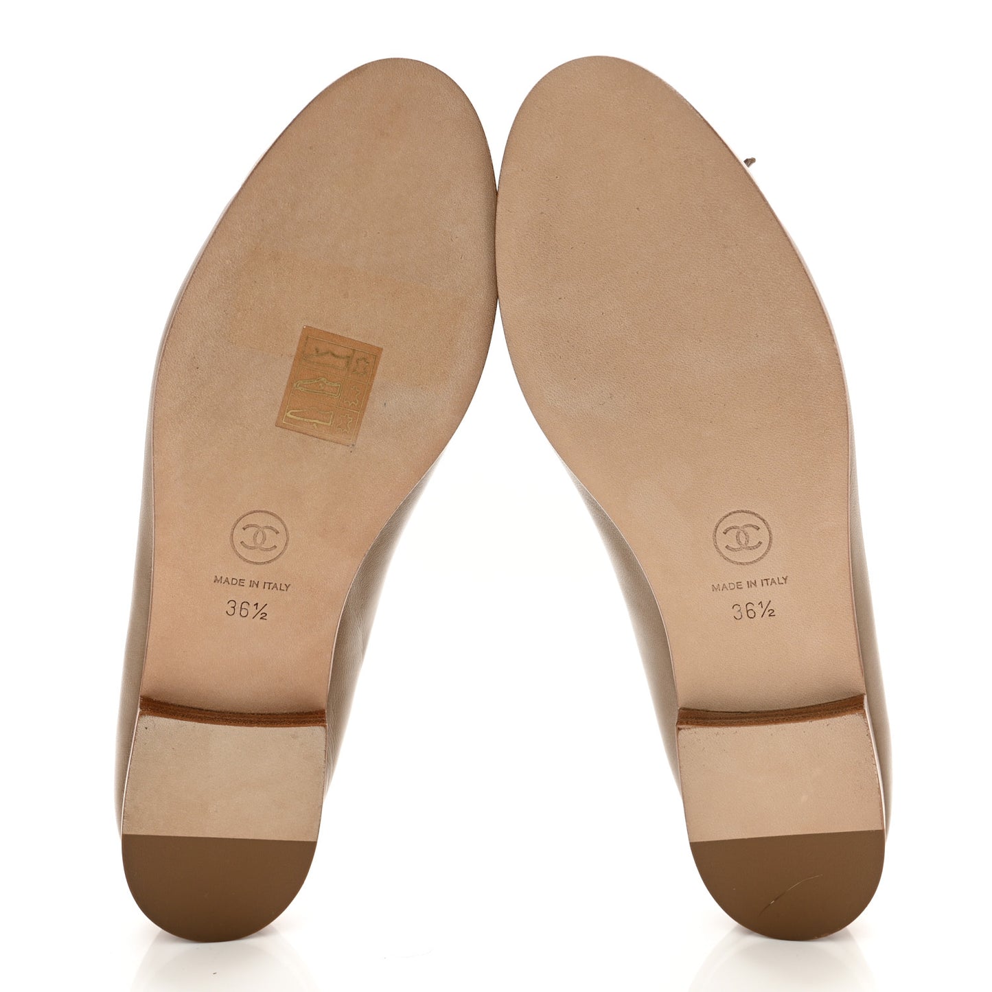 Lambskin Cap Toe CC Ballerina Flats 36.5 Beige