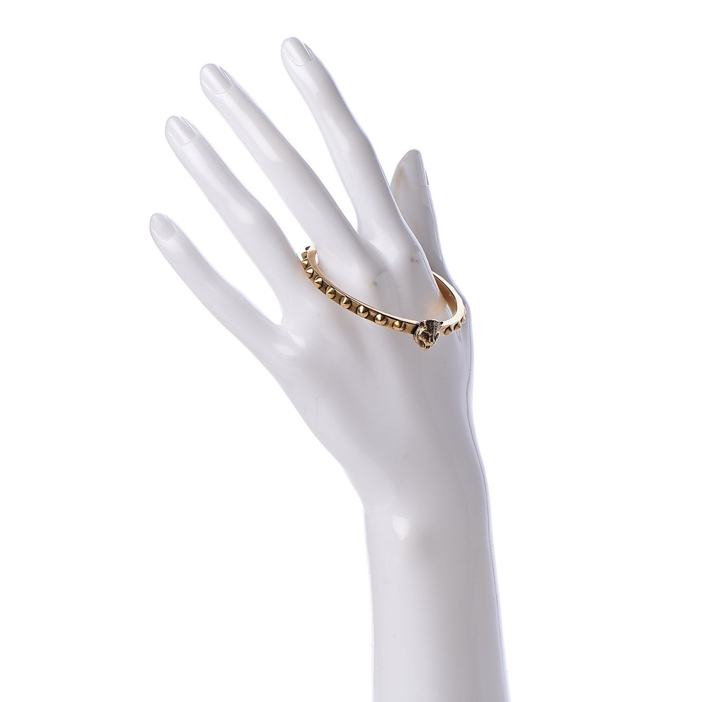 Metal Feline Head Bracelet 16 Aged Gold