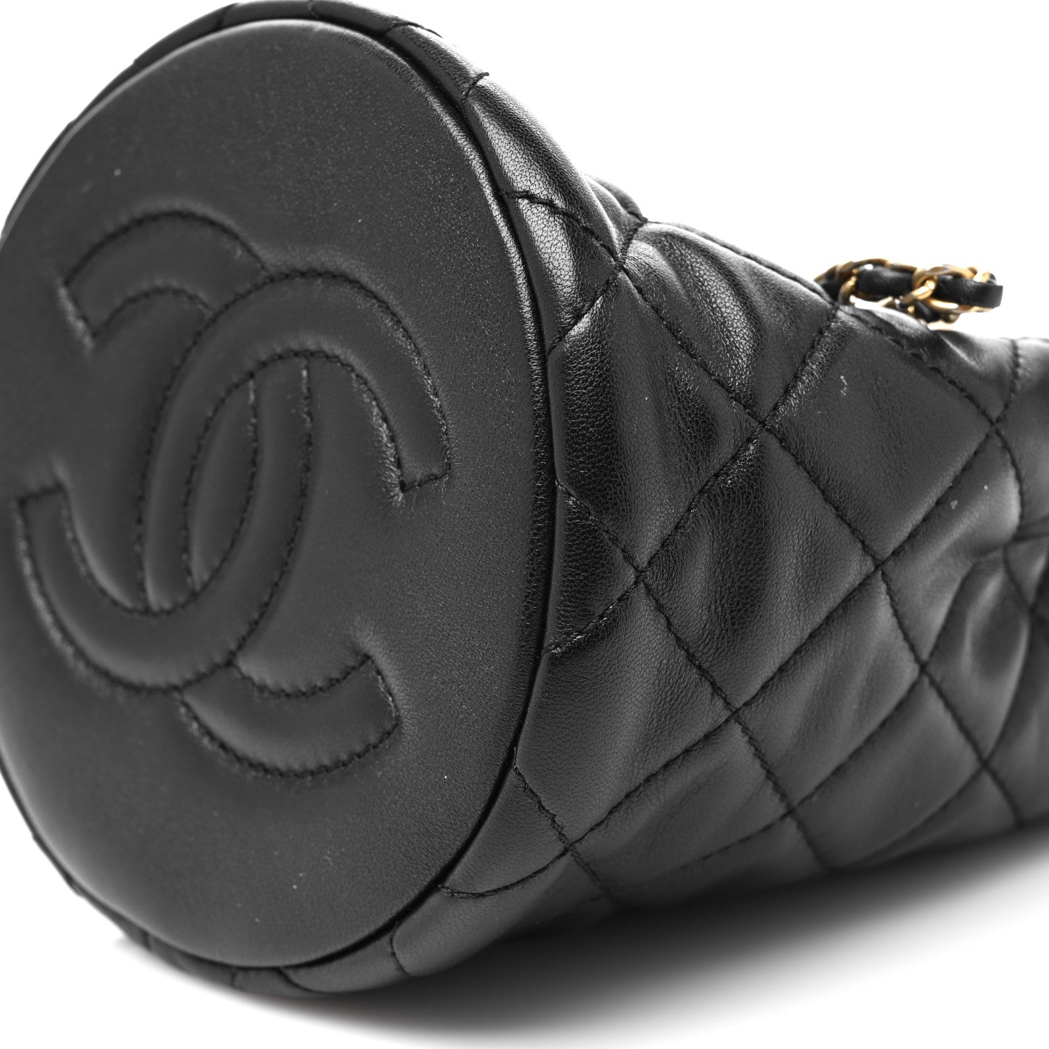 Chanel Lambskin Quilted Pearl Crush Drawstring Bag Black 8 of 8