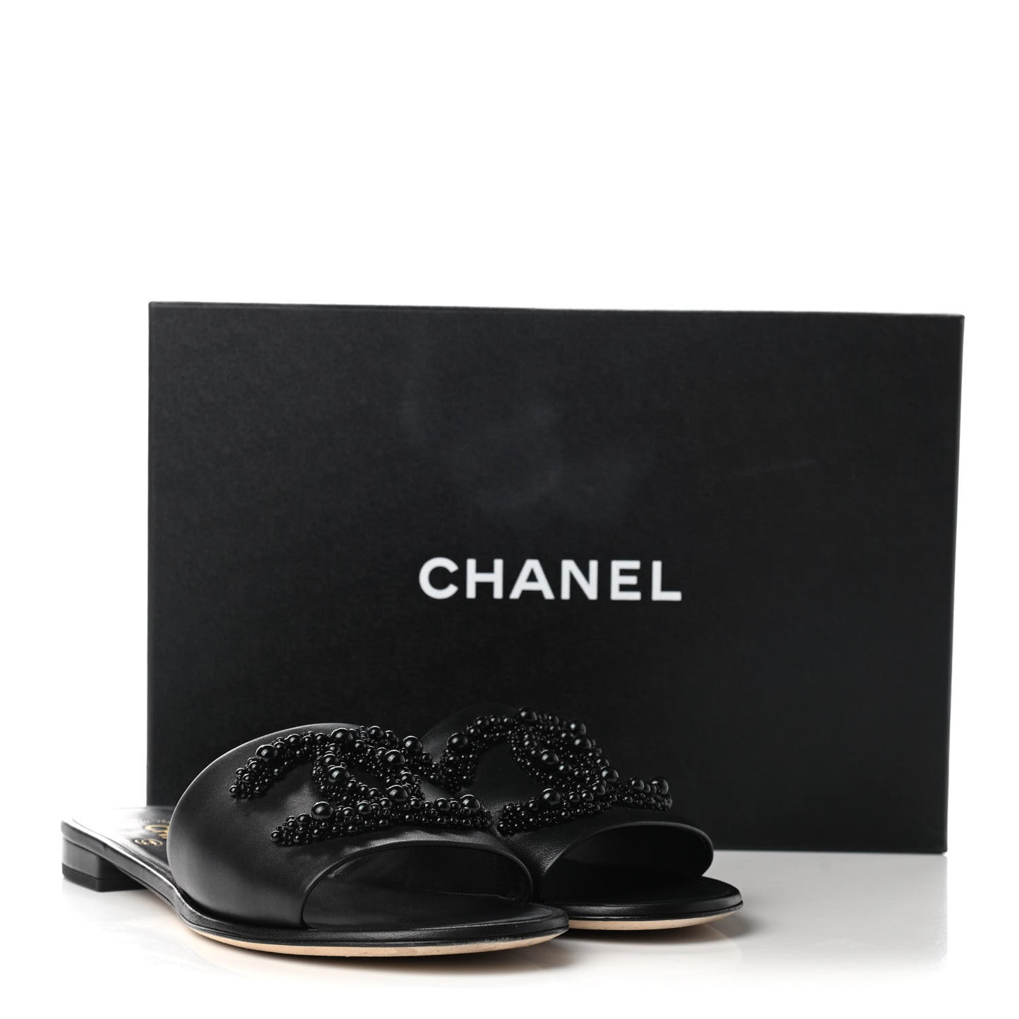 Lambskin Beaded CC Mules 39.5 Black