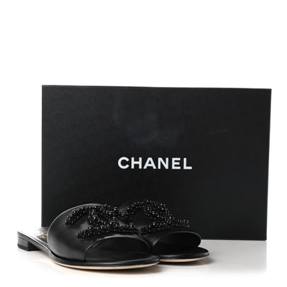 Chanel Lambskin Beaded CC Mules 39.5 Black 9 of 10