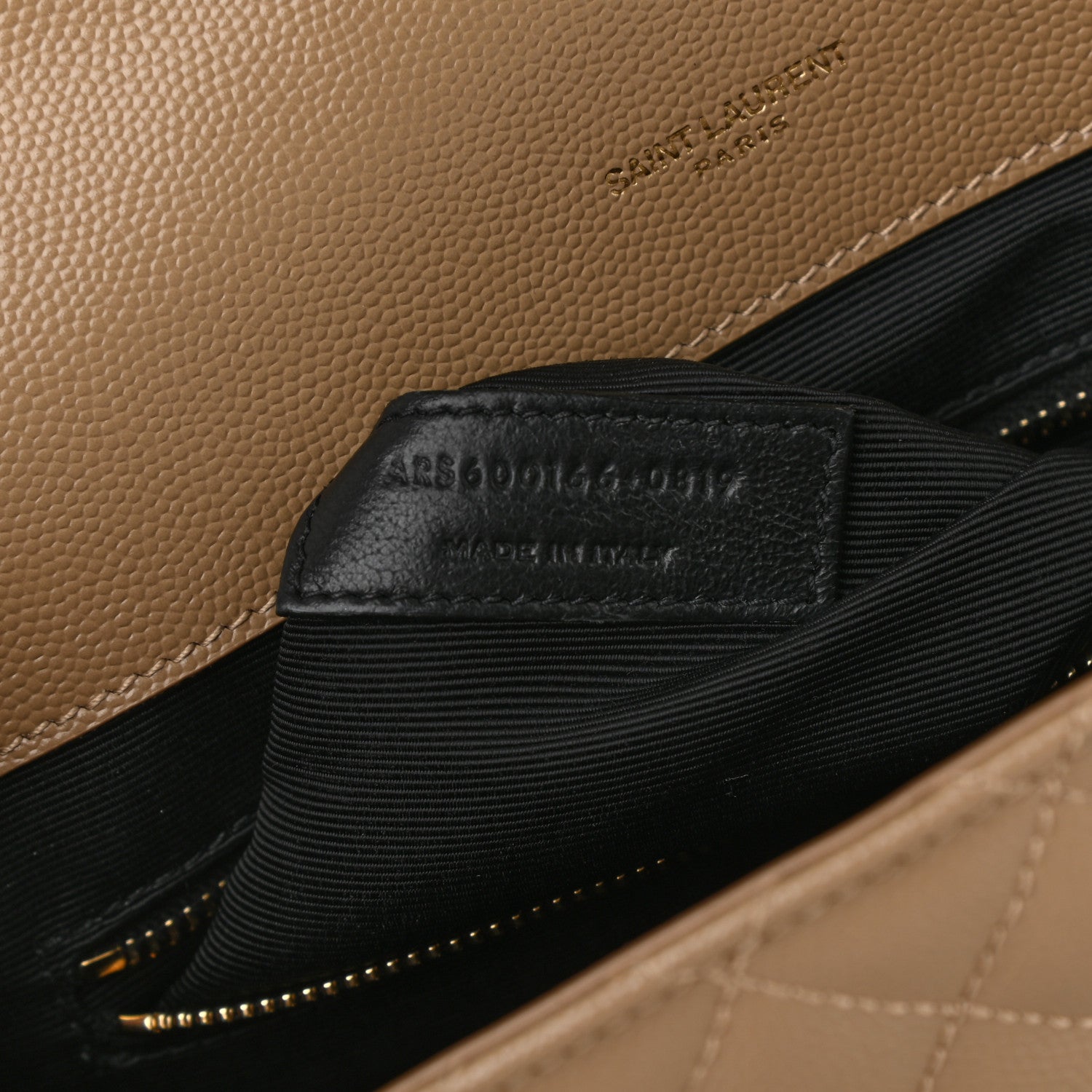 Saint Laurent Grain De Poudre Textured Mixed Matelasse Triquilt Large Monogram Satchel Natural Tan 8 of 11
