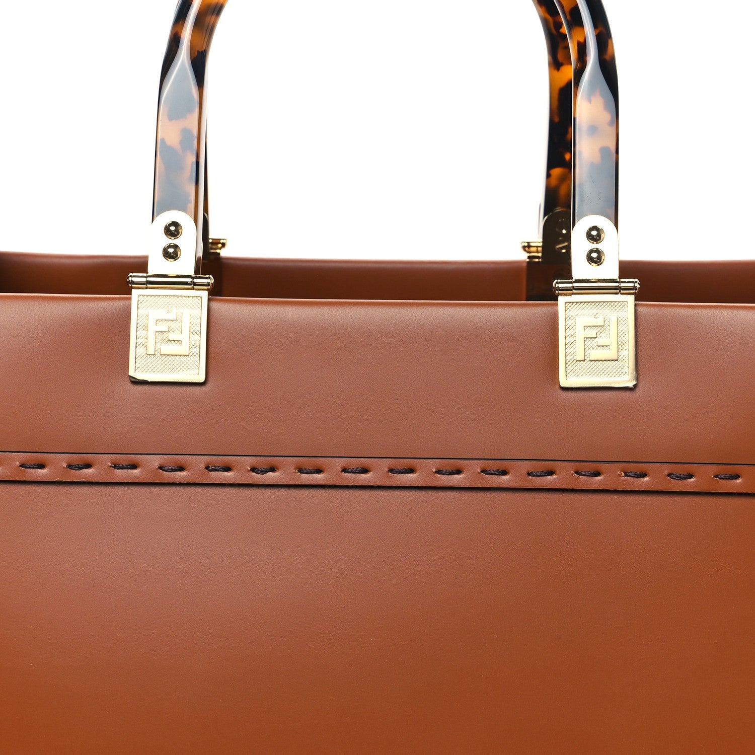 Fendi Vitello King Plexiglass Medium Fendi Sunshine Shopper Tote Cuoio 7 of 9