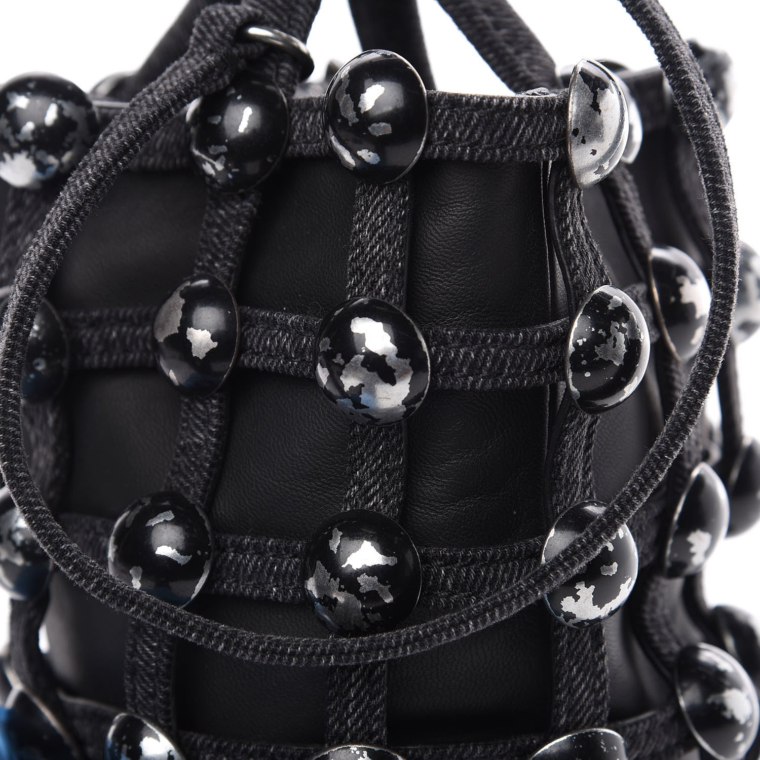 Alexander Wang Denim Embellished Mini Roxy Bucket Bag Grey Aged 8 of 11