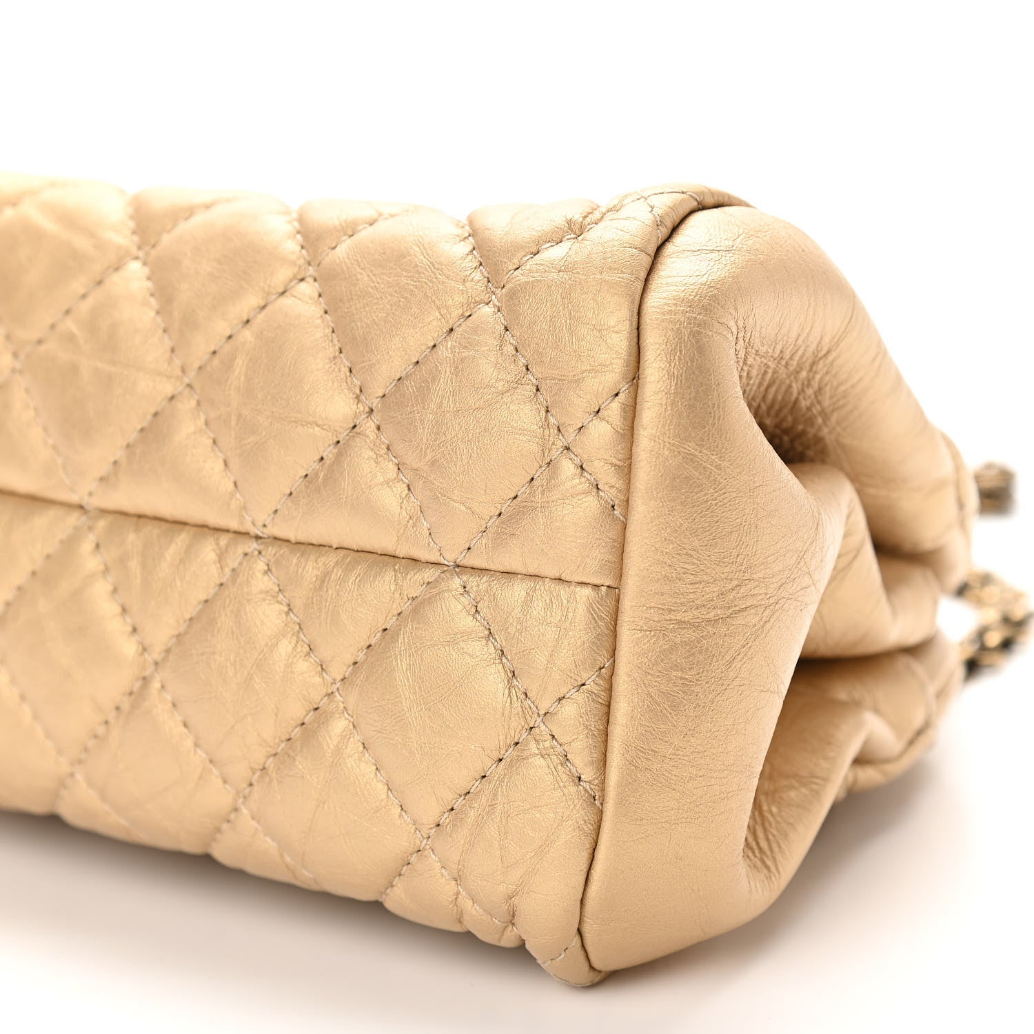 Chanel Metallic Aged Calfskin Quilted Medium Just Mademoiselle Gold 10 of 11