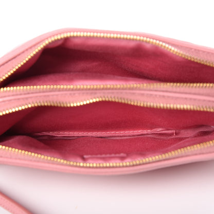Miu Miu Goatskin Madras Double Zip Crossbody Bag Rosa 6 of 10