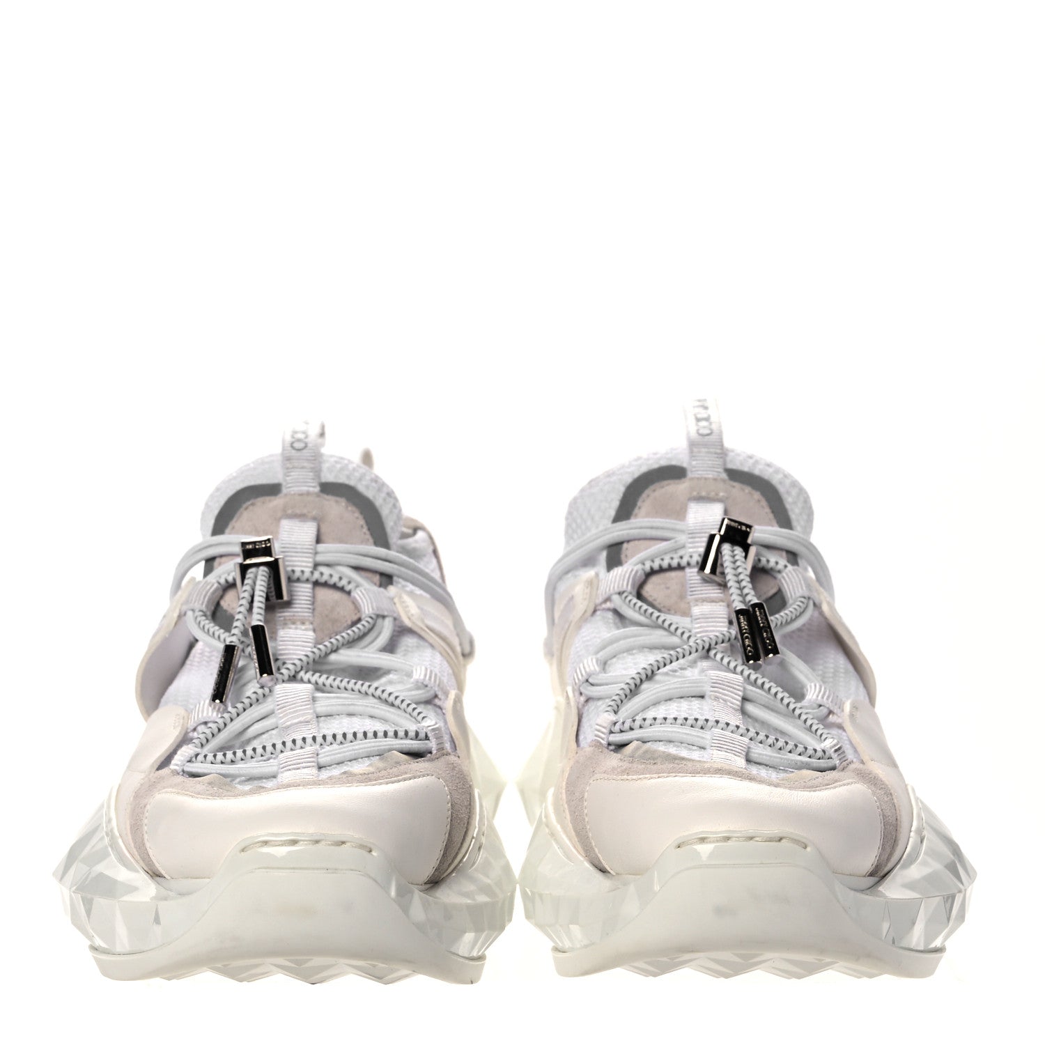 Jimmy Choo Calfskin Mesh Diamond F Low Top Sneaker 40.5 White Beige 2 of 9