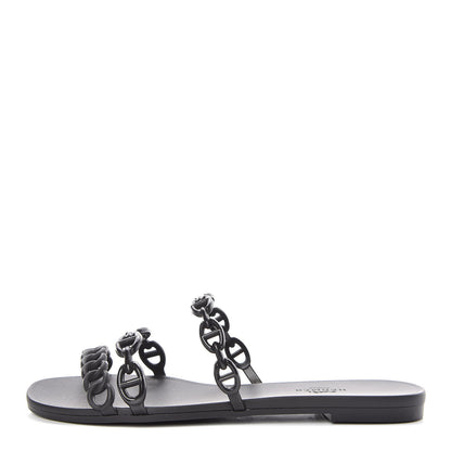 Hermes Rubber Chaine d'Ancre Rivage Sandals 36 Black 1 of 8