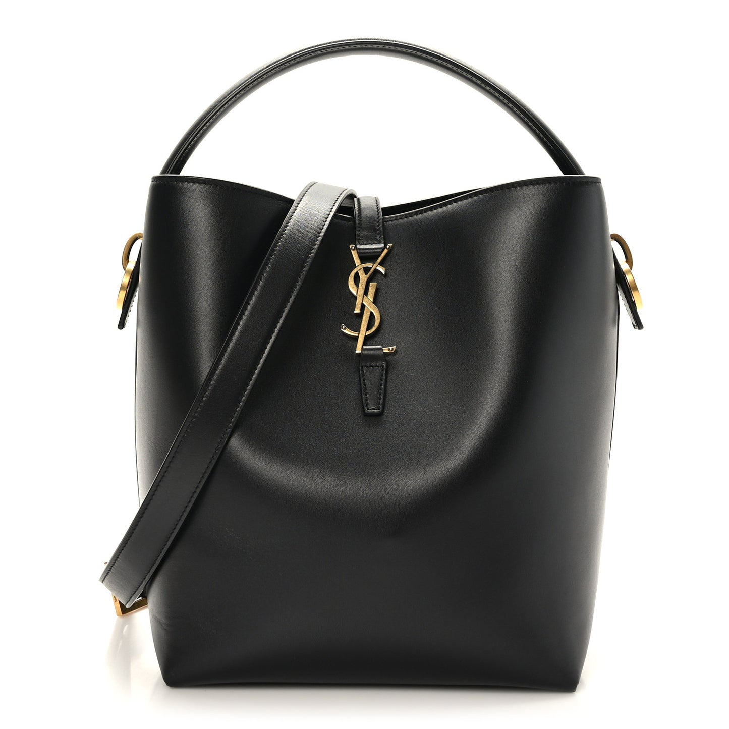 Shiny Calfskin Le 37 Bucket Bag Black