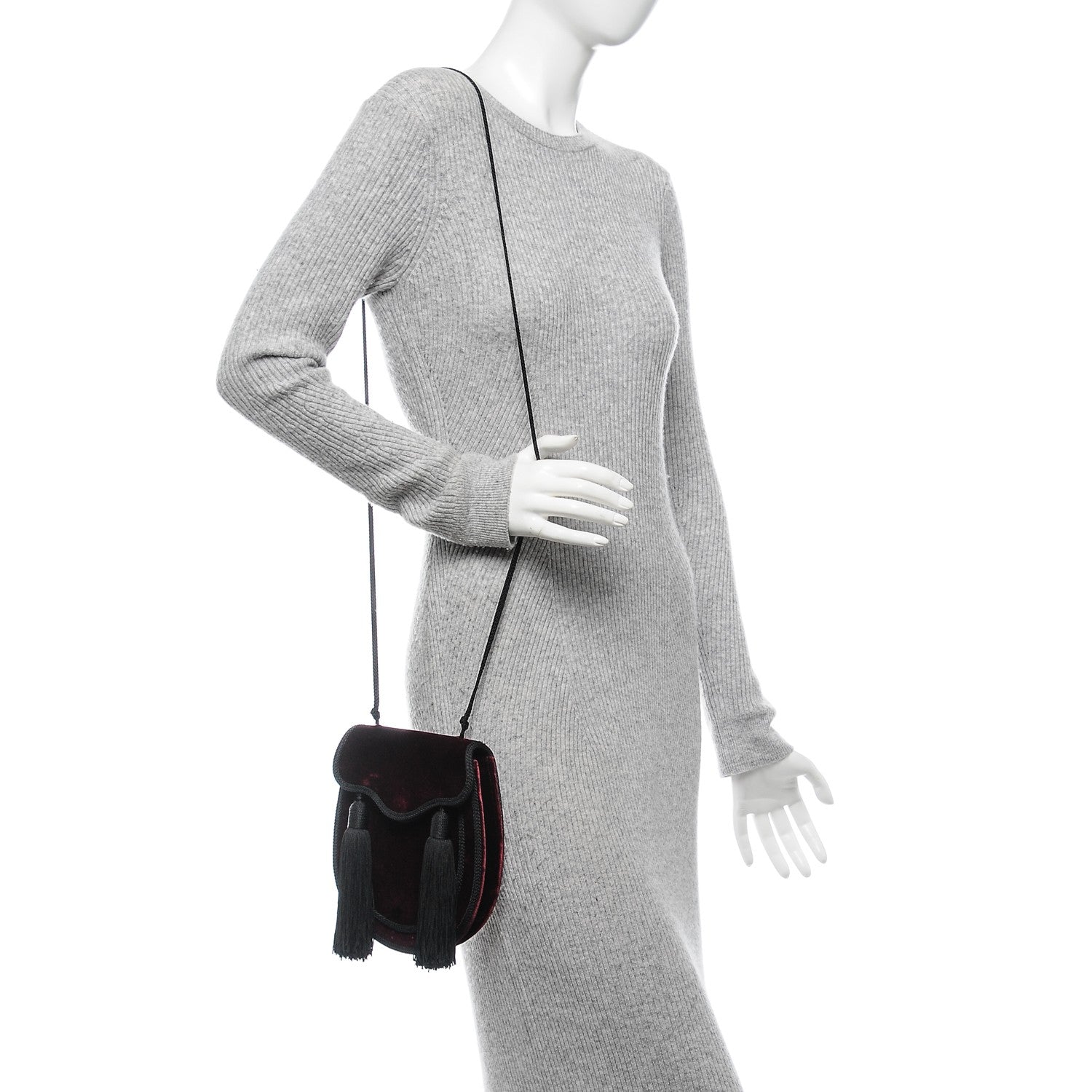 Saint Laurent Velvet Opium 2 Crossbody Bag Bordeaux Black 2 of 6