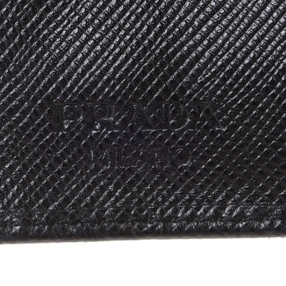 Prada Saffiano Metal French Flap Compact Wallet Black 6 of 7