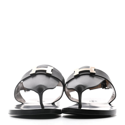 Hermes Calfskin Sandals 37 Black 2 of 8
