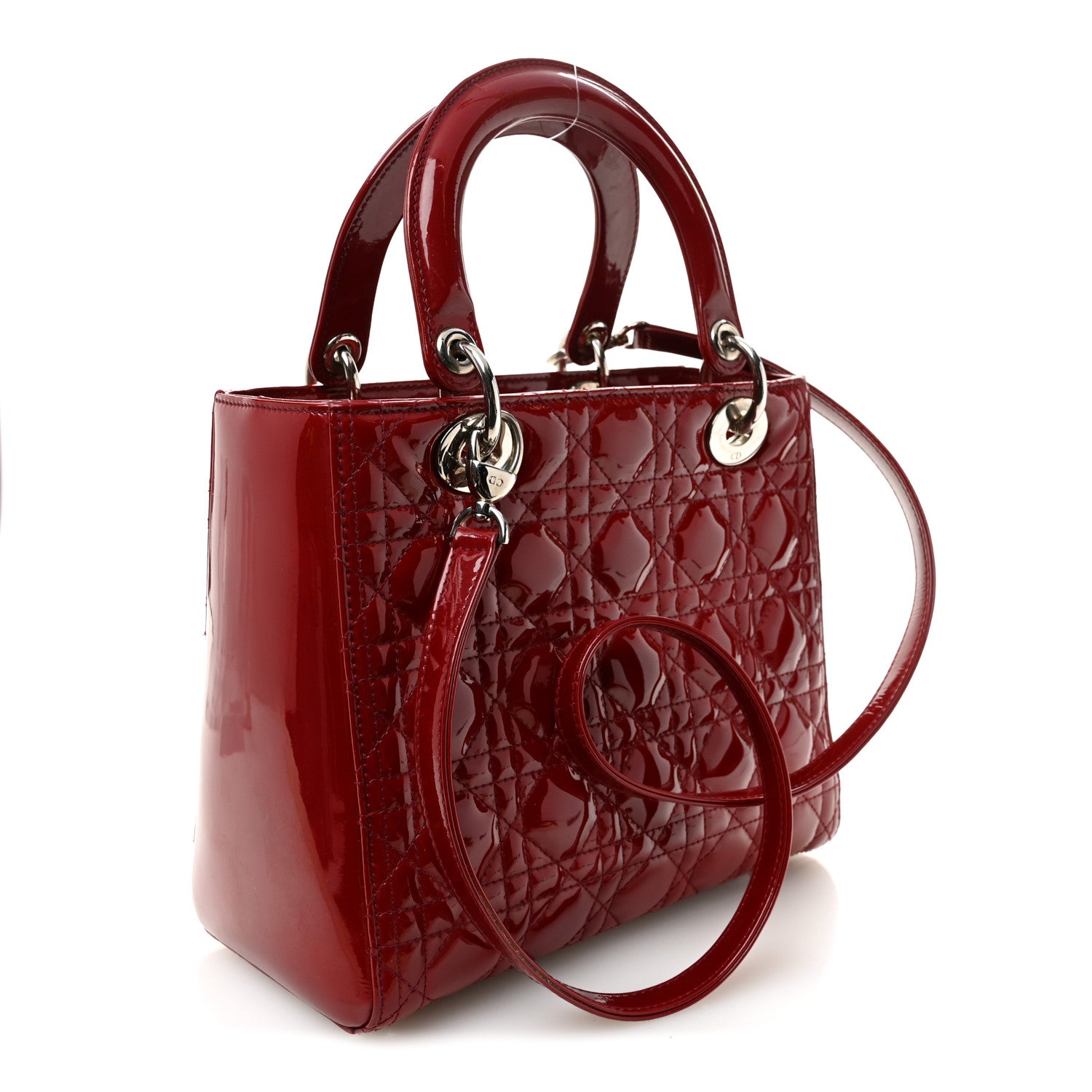 Christian Dior Patent Cannage Medium Lady Dior Red 3 of 11