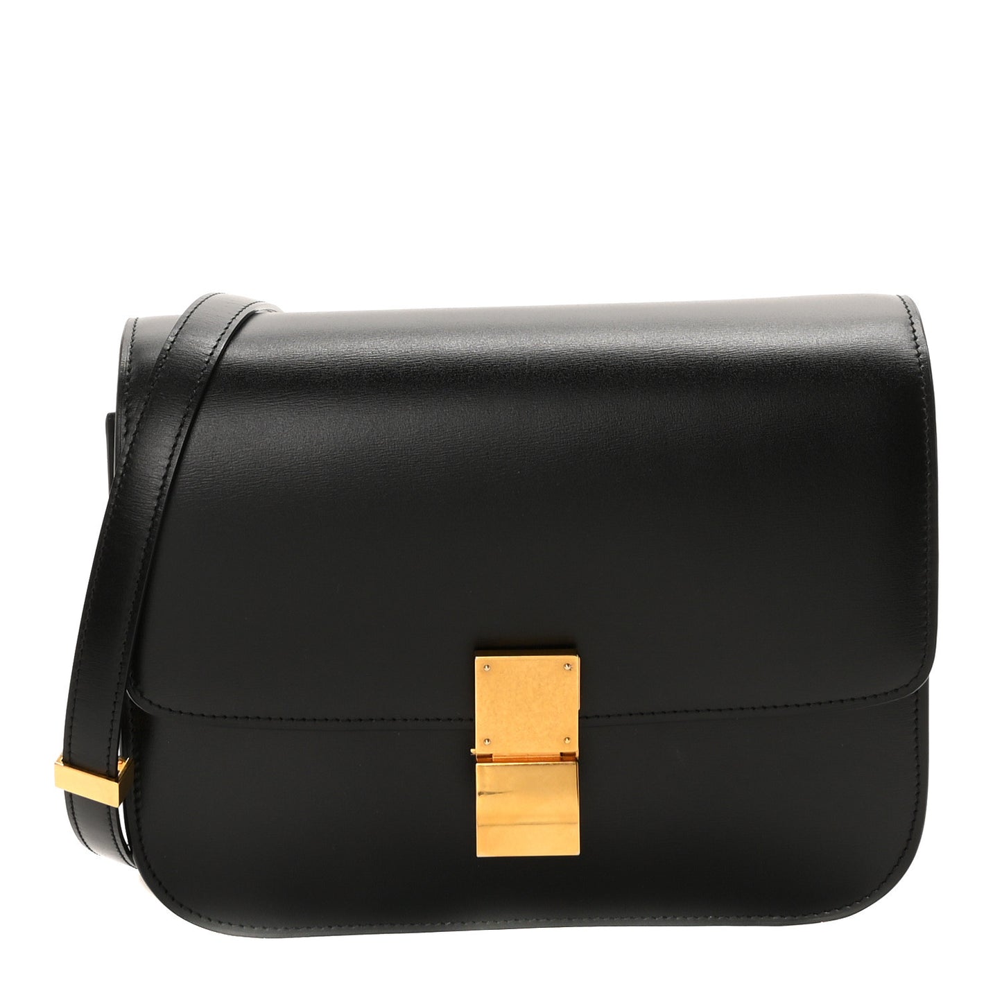 Box Calfskin Medium Classic Box Flap Bag Black