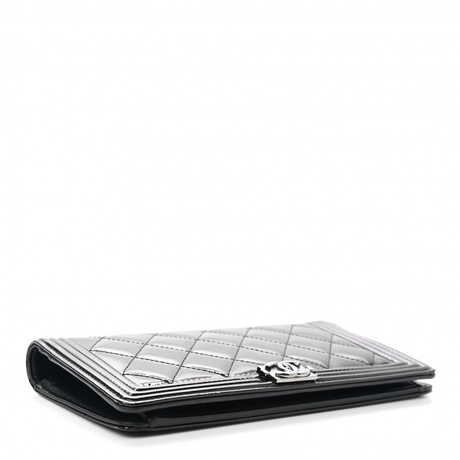 Chanel Patent Calfskin Quilted Boy Yen Wallet Black 4 of 7