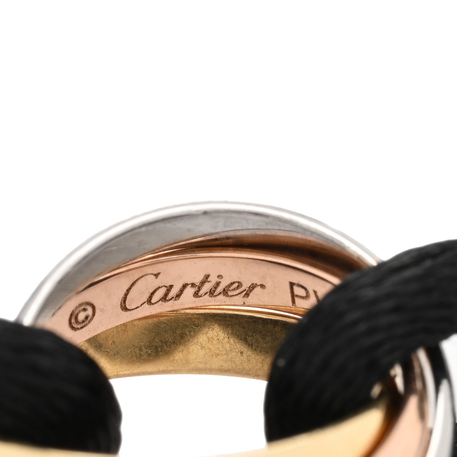 Cartier 18k Pink Yellow White Gold Trinity Adjustable Cord Bracelet Black 3 of 4