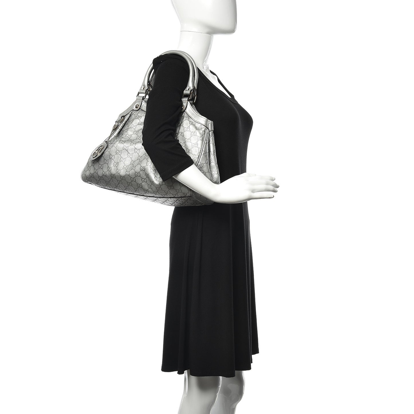 Metallic Guccissima Medium Sukey Tote Silver