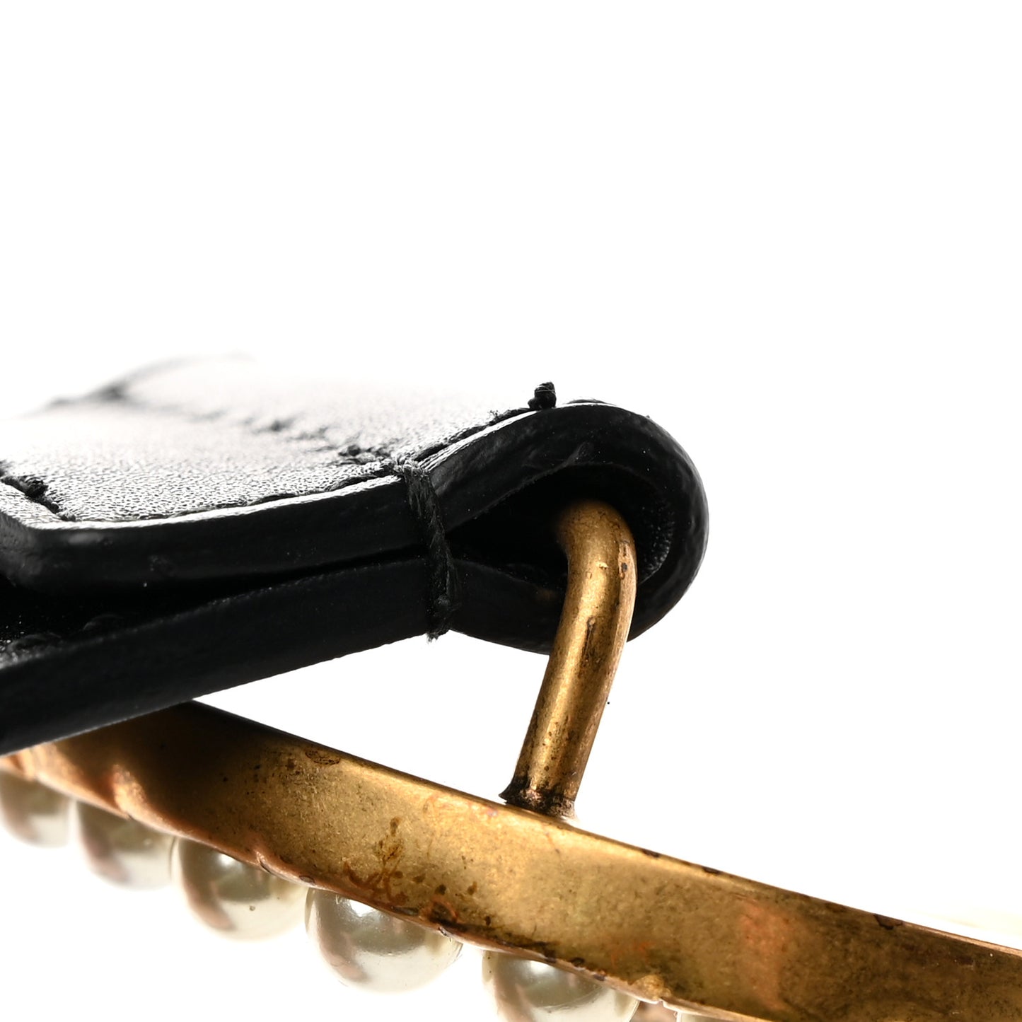 Moon Calfskin Pearl Double G 40mm Belt 95 38 Black Cream
