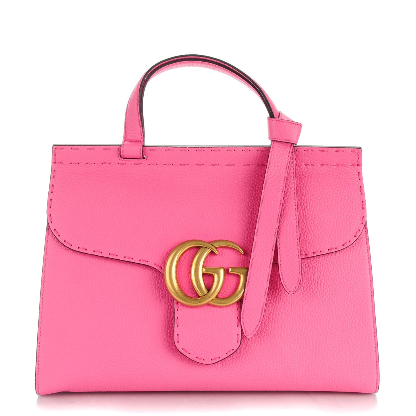 Calfskin Small GG Marmont Top Handle Bag Pink Tropical Flower