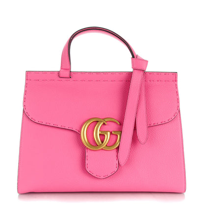 Gucci Calfskin Small GG Marmont Top Handle Bag Pink Tropical Flower 1 of 7