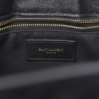Saint Laurent Grain De Poudre Matelasse Chevron Monogram Shopping Bag Black 6 of 9