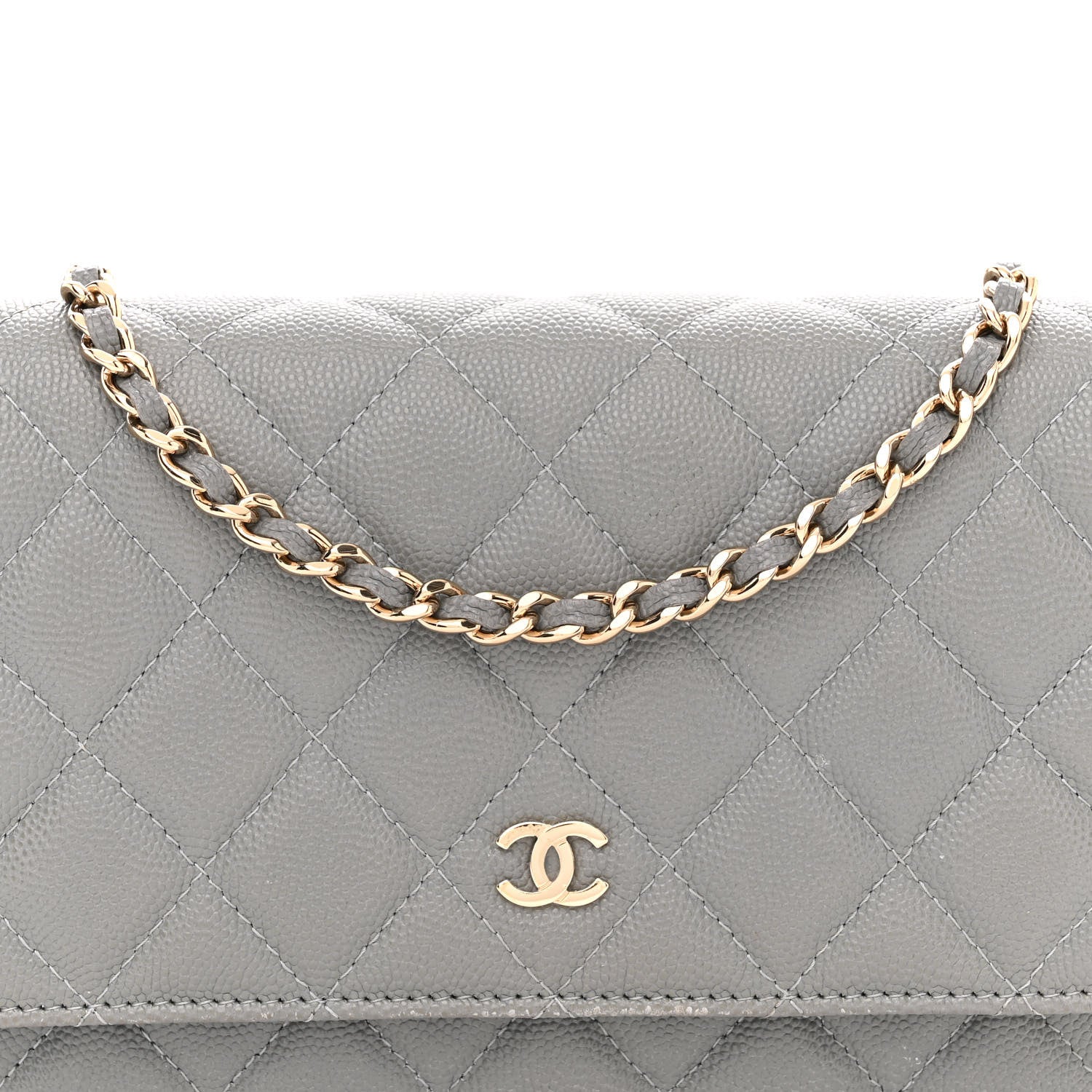 Chanel Caviar Quilted Wallet on Chain WOC Grey 9 of 12