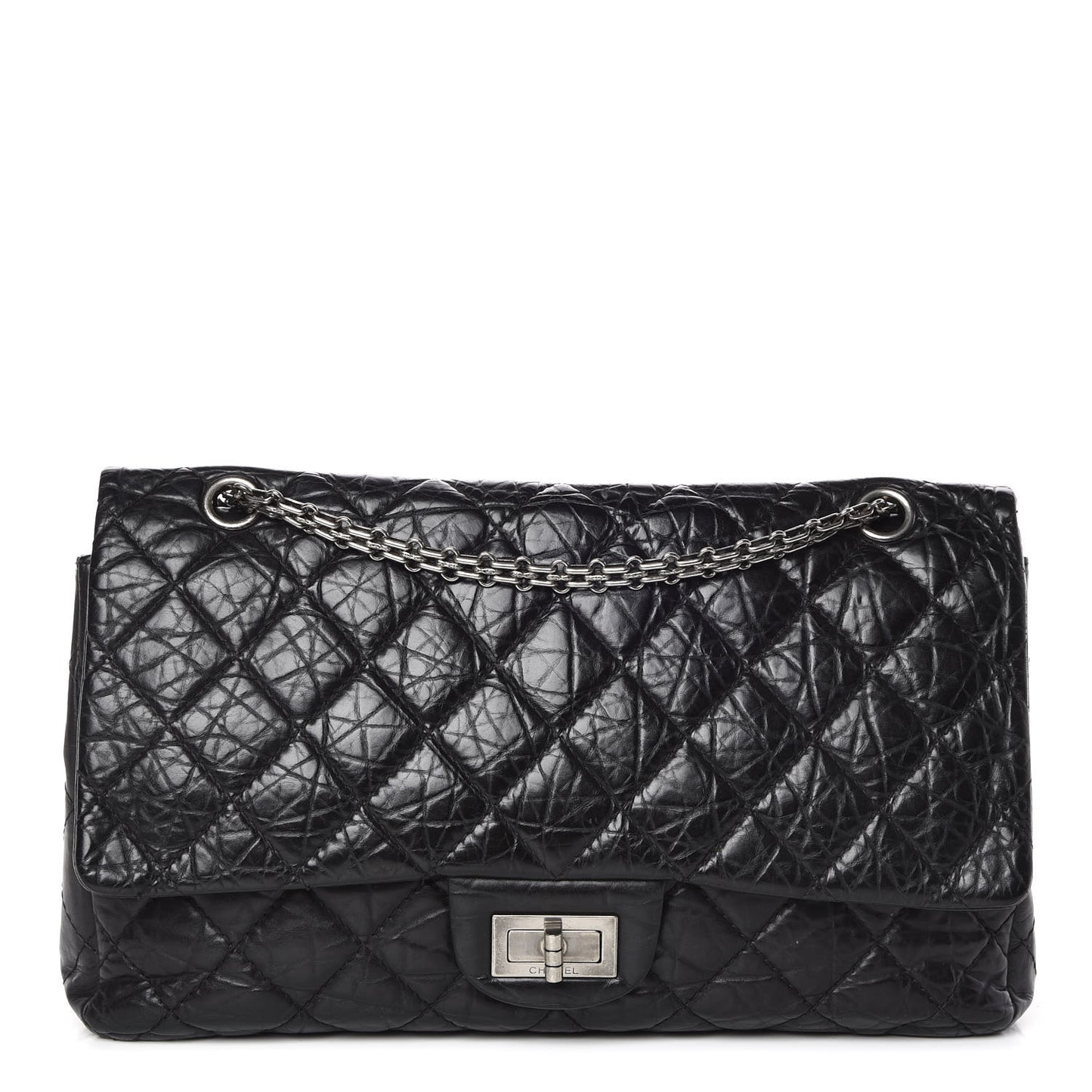 Aged Calfskin Quilted 2.55 Reissue 227 Flap Black