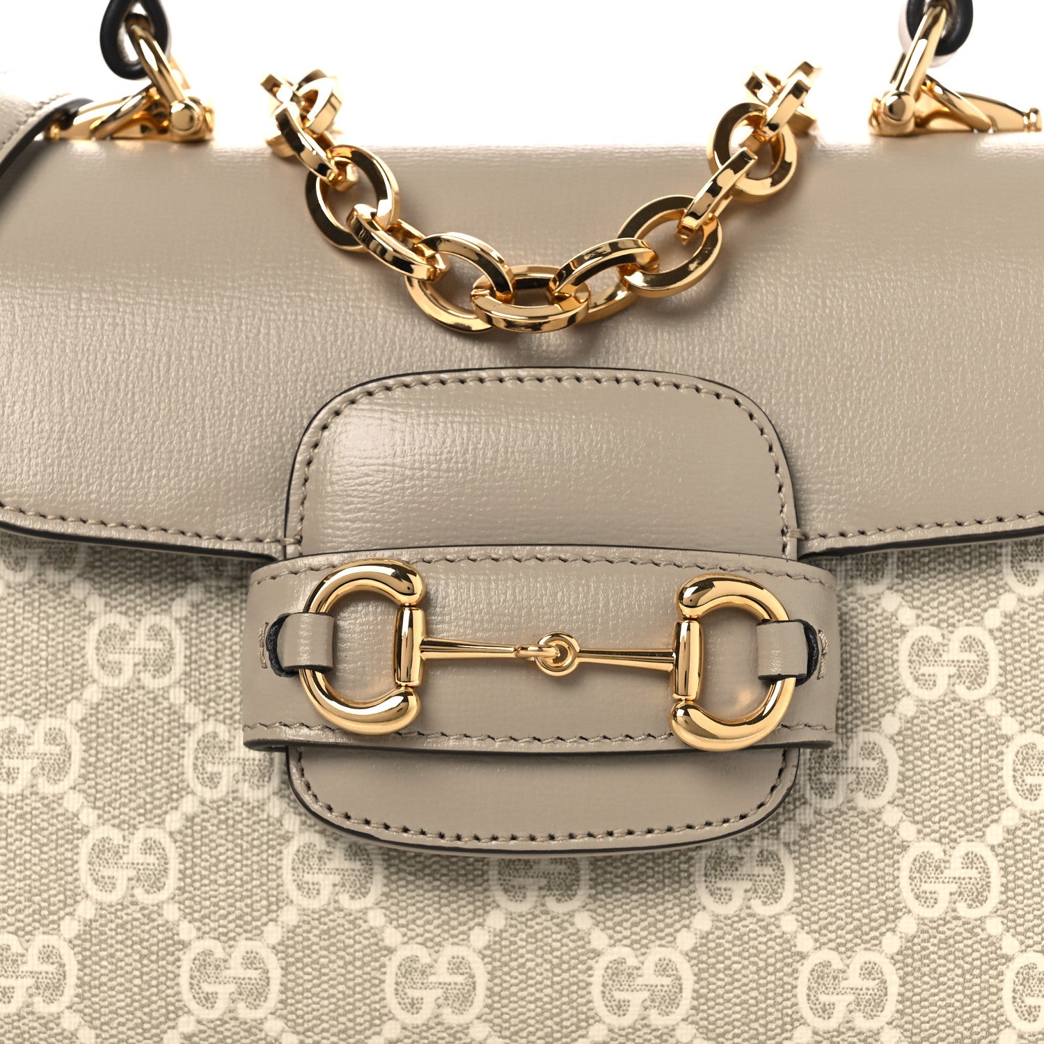 Gucci GG Snakeskin Mini Horsebit 1955 Top Handle Flap Bag Beige Mystic White Oatmeal 8 of 10