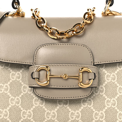 Gucci GG Snakeskin Mini Horsebit 1955 Top Handle Flap Bag Beige Mystic White Oatmeal 8 of 10
