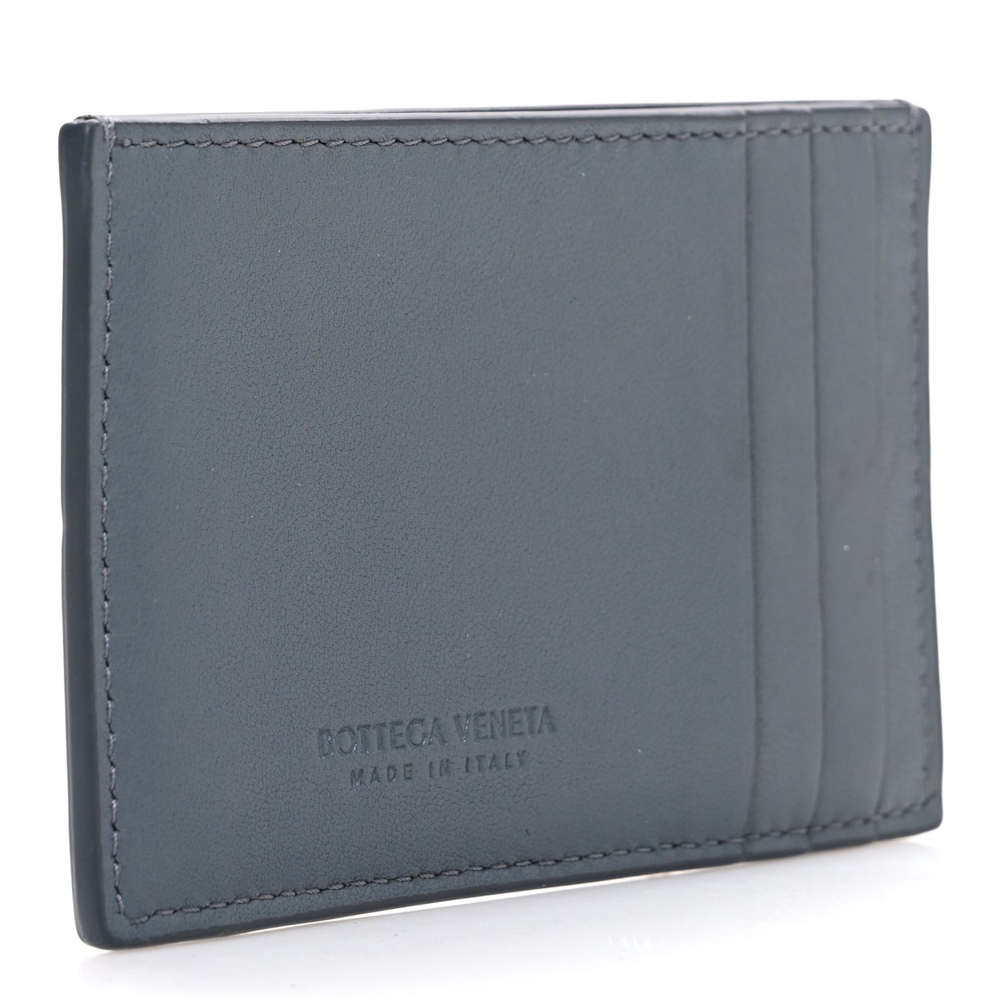 Nappa Intreccio Cassette Credit Card Holder Thunder