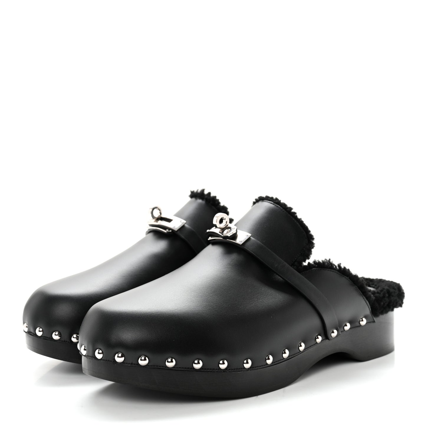 Calfskin Woolskin Carlotta Mules 41 Black