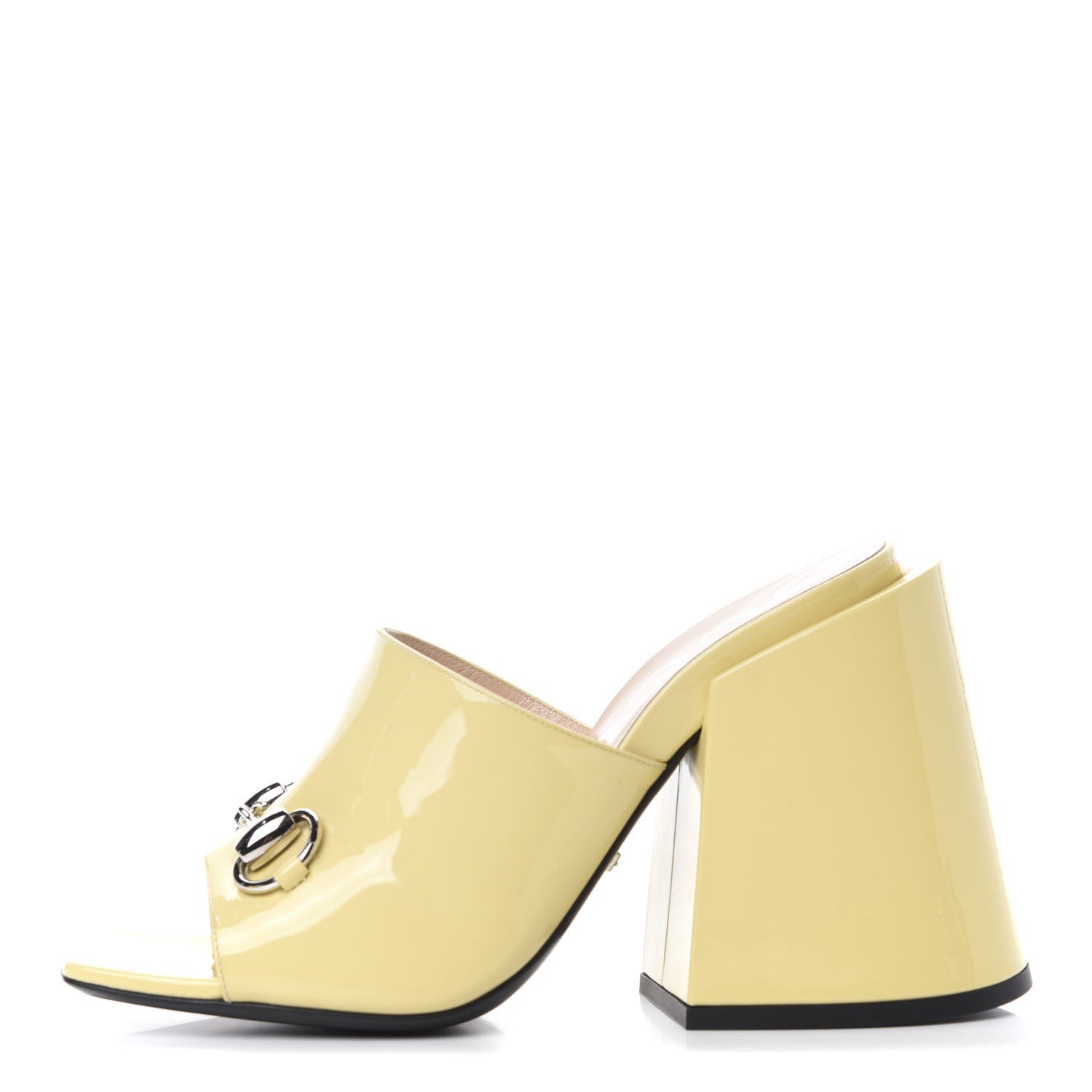 Gucci Patent Lexi Horsebit High-Heel Slide Sandals 37.5 Burro 1 of 12