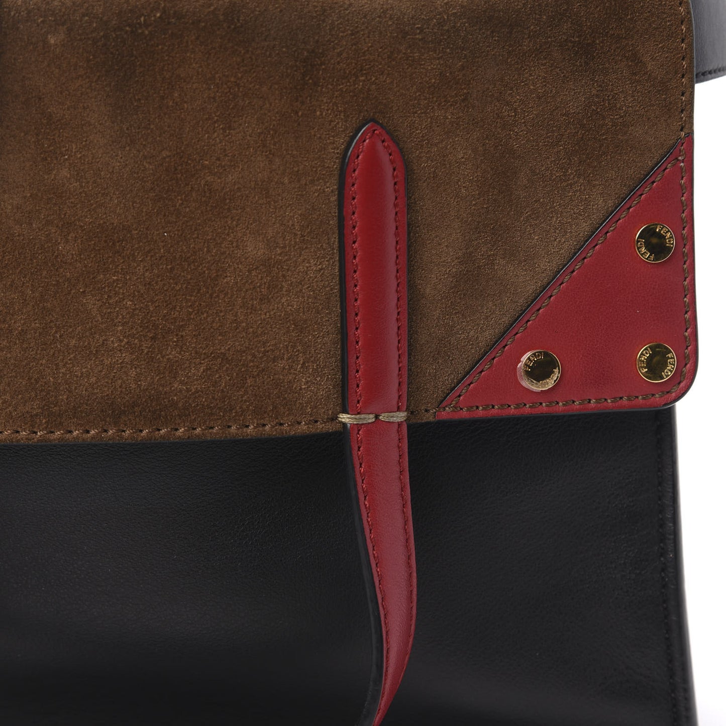 Vitello Grace Suede Small Flip Tote Black Fragola Marrone