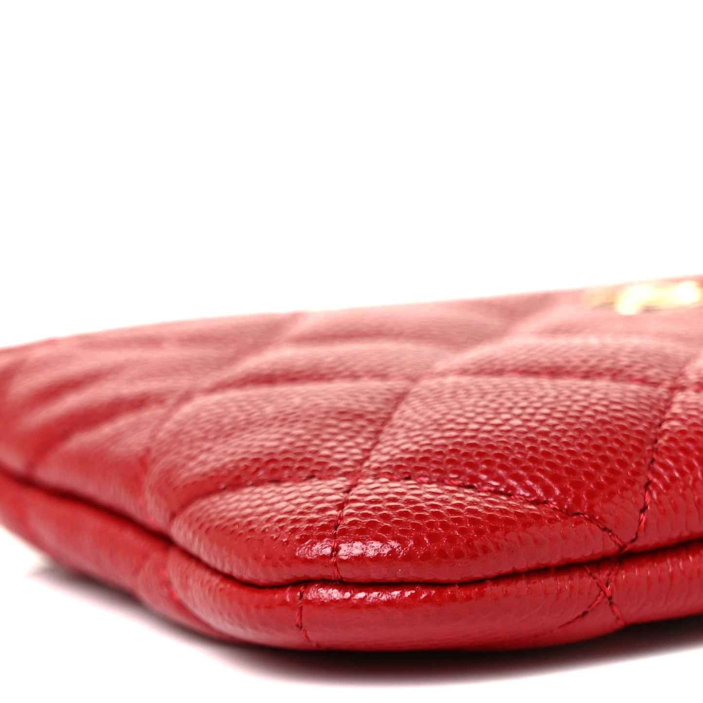 Caviar Quilted Small Cosmetic Case Red
