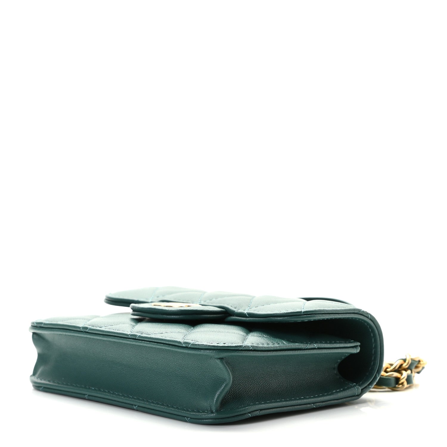 Chanel Lambskin Quilted Top Handle Flap Coin Purse With Chain Green 8 of 8
