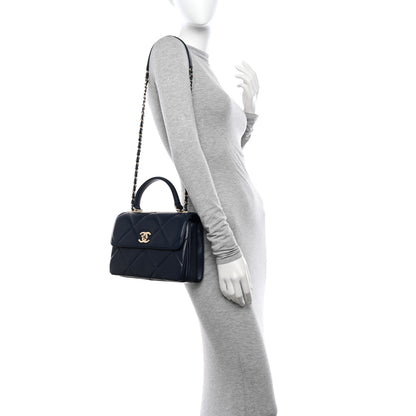 Chanel Lambskin Quilted Small Trendy CC Top Handle Flap Navy 2 of 12