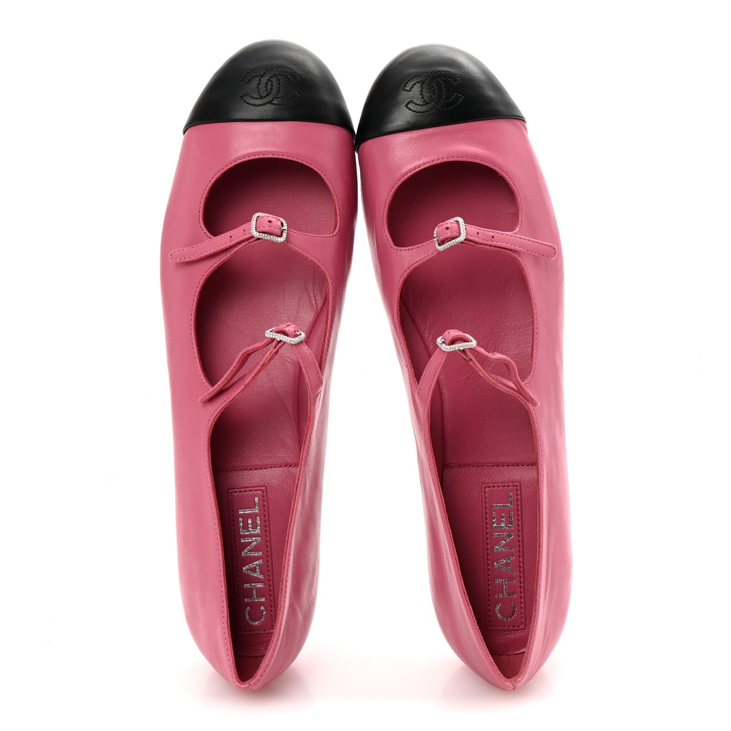 Lambskin Mary Jane Flats 41 Pink Black