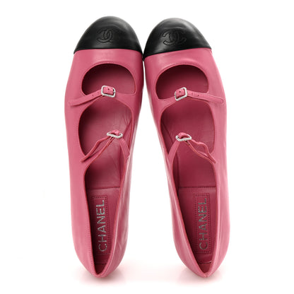 Chanel Lambskin Mary Jane Flats 41 Pink Black 2 of 11